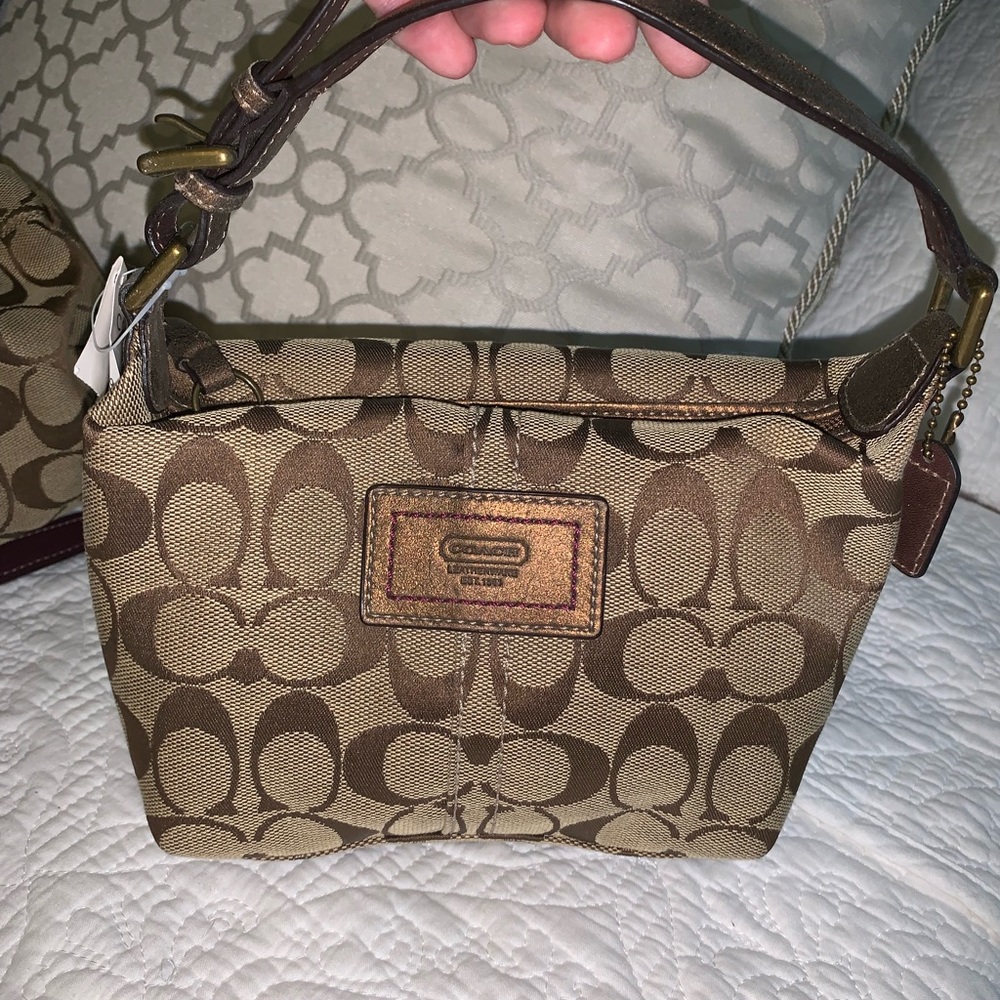 Tan and Brown Mini Coach Bag
